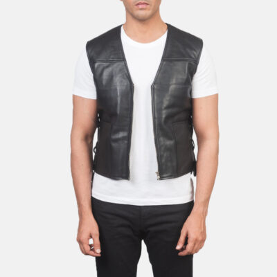 Black Brandon Pure Leather Vest