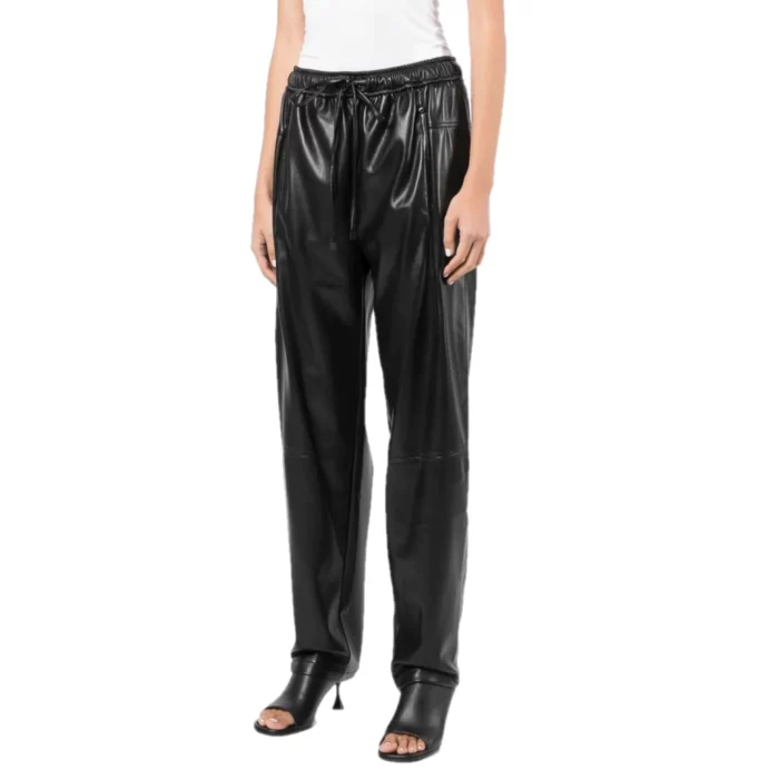 Black Handcrafted Women's Leather Pants & Trouser
