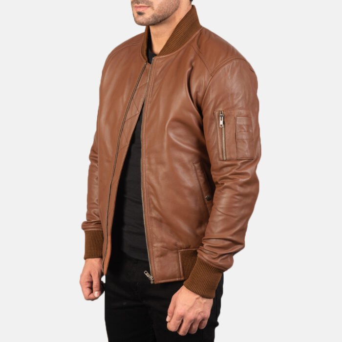 Bomia Brown Leather Bomber Jacket 2nd