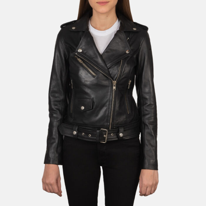 Cool Alison Black Pure Leather Biker Jacket