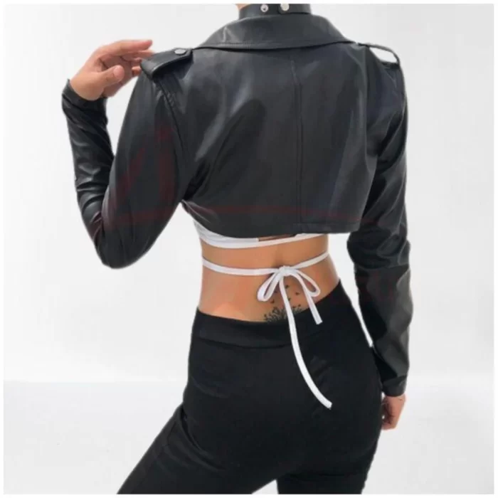 Cool Womens Chic Fashion Cropped Jacket back side