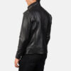 Darren Black Leather Biker Jacket Back side