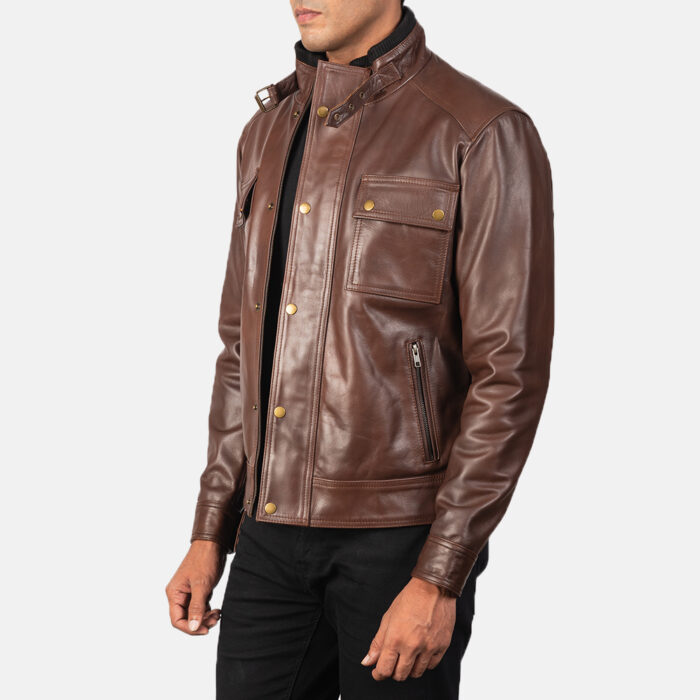 Darren Brown Leather Biker Jacket side look