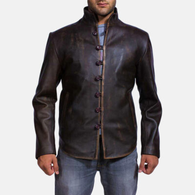 Drakeshire Brown Leather Jacket Front