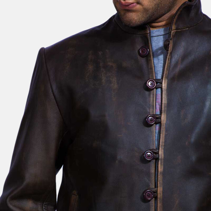Drakeshire Brown Leather Jacket close