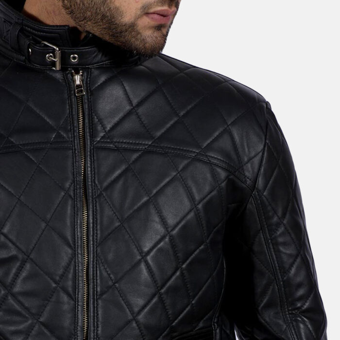 Equilibrium Black Leather Jacket shoulder