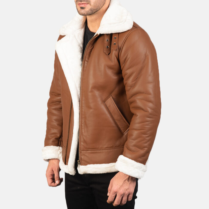 Francis B-3 Brown Leather Bomber Jacket side