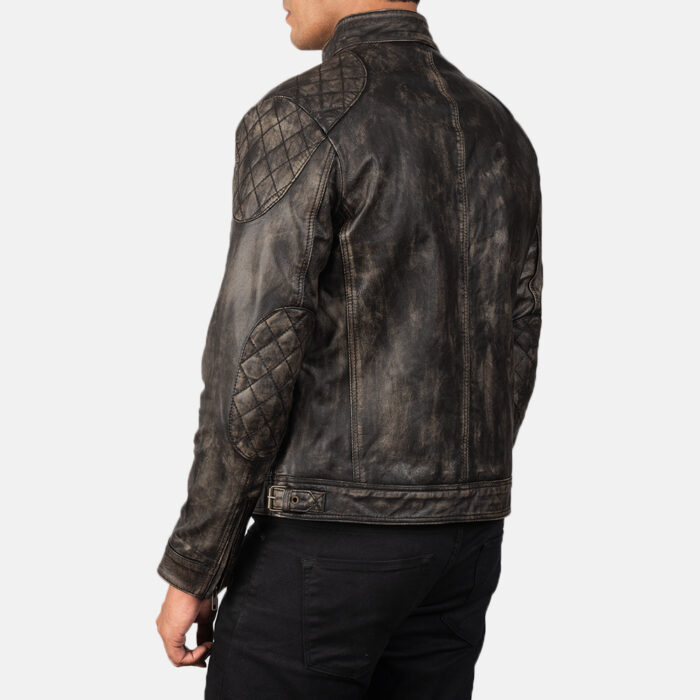 Gatsby Distressed Cool Brown Leather Jacket back