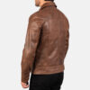 Lavendard Brown Leather Biker Jacket side look