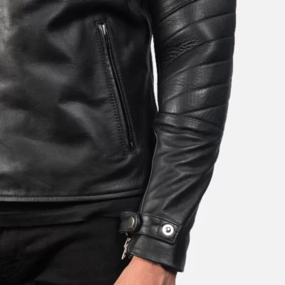 Mens Raiden Biker's Leather Jacket Close Look