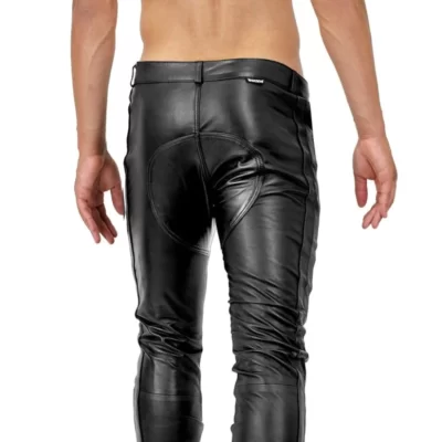 Mens Sheep Leather Party Pants -Double Button Closure back side