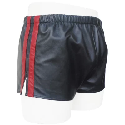 Mens Sheep Leather Shorts Soft Boxers With Red Strips Gym Shorts