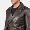 Noah Brown Leather Biker Jacket close look