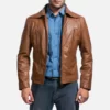 Old School Brown Pure Leather Jacket