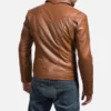 Old School Brown Pure Leather Jacket Back Look