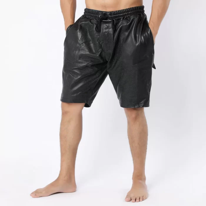 Perforated Leather Shorts For Men - Dotted Leather Shorts full view
