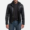 Premium Pure Sheep Leather Jacket With Removable Hood