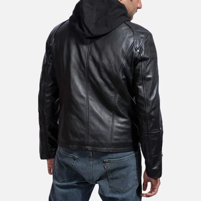 Premium Pure Sheep Leather Jacket With Removable Hood Back