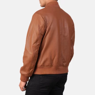 Premium Shane Brown Leather Bomber Jacket Back