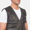 Safari Brown Leather Vest For Mens Front