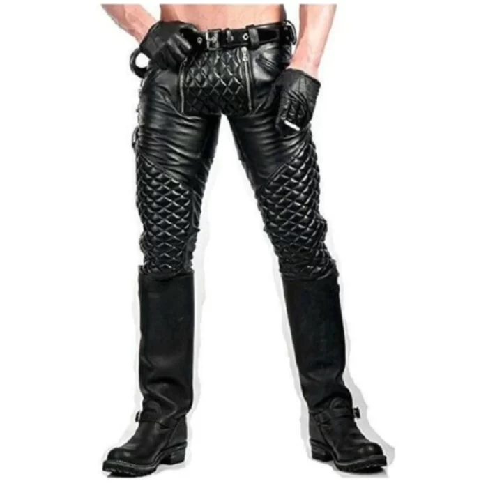 Soft Leather Quilted Pant with Zipper