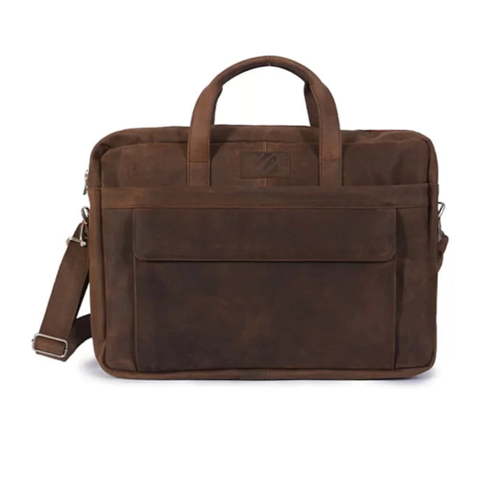 Top Quality Vintage Leather Laptop Bag for Office back view