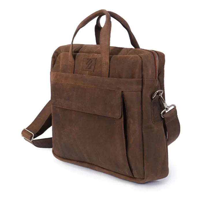 Top Quality Vintage Leather Laptop Bag for Office side view