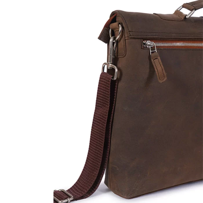 Vintage Leather Bag For Office Laptop Side View