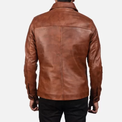 Waffle Brown Leather Jacket Up to 5XL Back