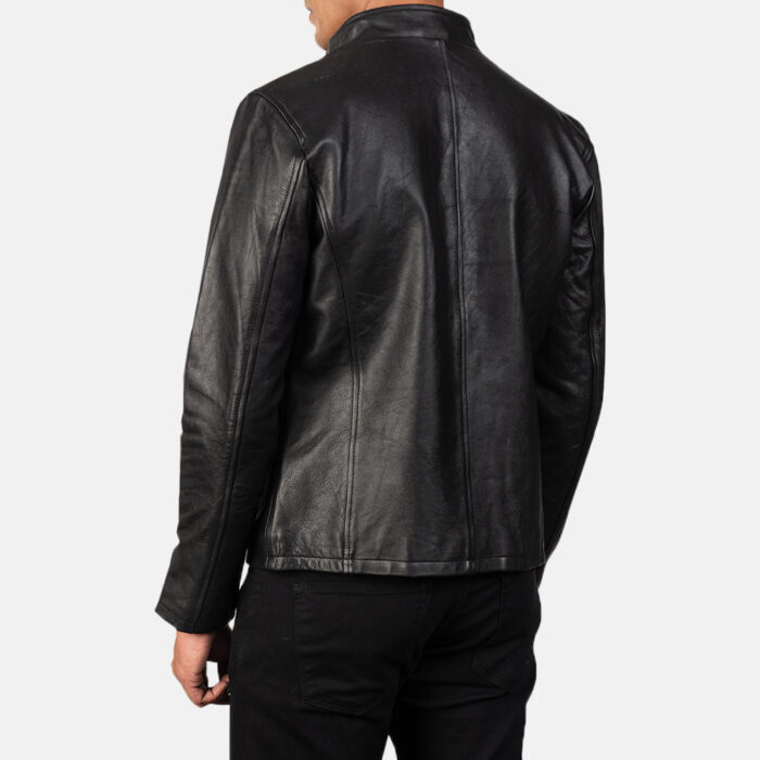 Alex Black Leather Biker Jacket - Limited back view