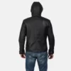 Andy Matte Black Hooded Leather Jacket back side view