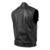 Black Premium Dual Closure Leather Vest Back Side