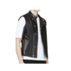 Black Pure Leather Vest For Mens size view open zip