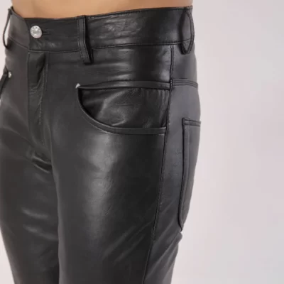 Men's Black Sheep Leather Biker Stylish Pants side view