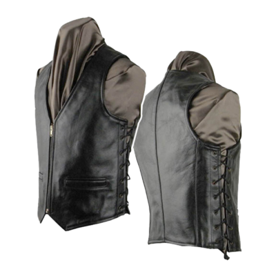 Open Side Leather Biker Vest
