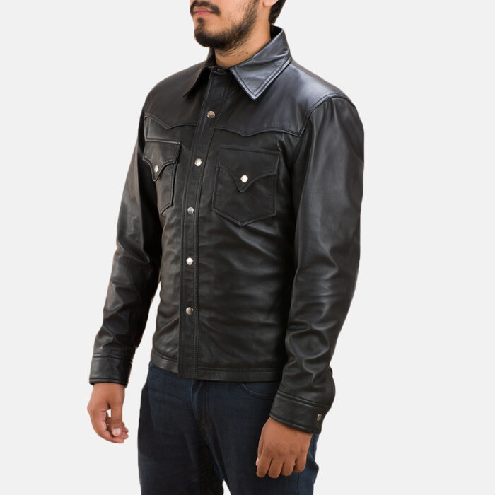 Ranchson Black Leather Premium Jacket side view