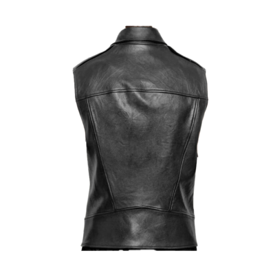 Side Zipped Vest in Leather For Bikers