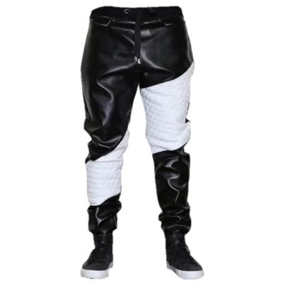 Soft Leather Trousers With White Quilted Cow Leather Contrast